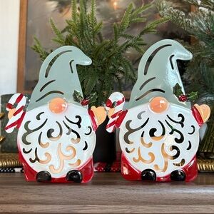 🆕Festive Metal Gnome Votive Candle Holders